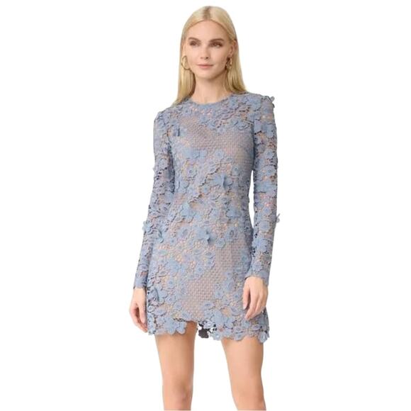 Self-Portrait Lace Pattern Mini Dress Floral Blue Size 6 US 10 UK NWOT - Picture 6 of 12